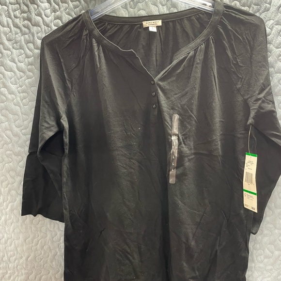 Black Blouse Shirt Top 3/4 sleeve - Picture 6 of 9